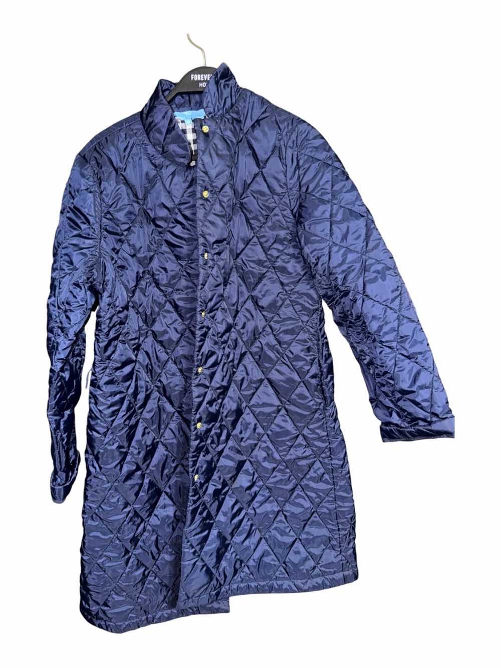 Draper James Navy Quilted Long Jacket